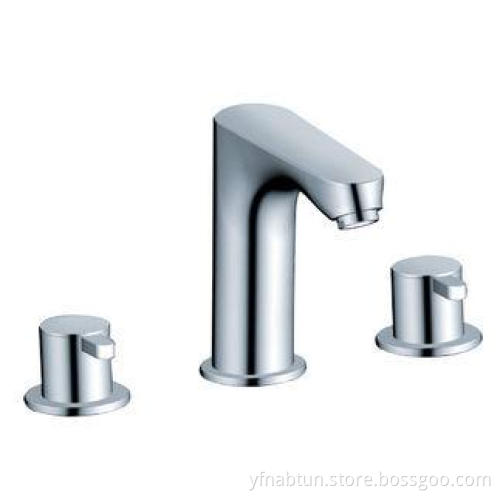 Three Hole Basin Mixer Faucet / Brass Lavatory Faucet with